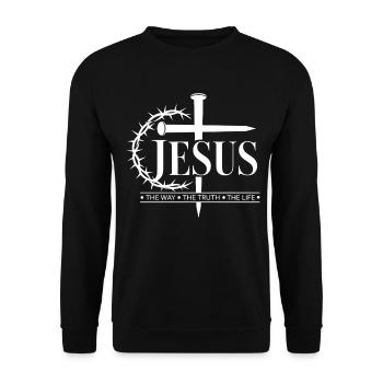 Jesus the way the Truth the Life Jesus Christus - Unisex Pullover - Schwarz - Vorne - Alina (178cm) & Michal (187cm)