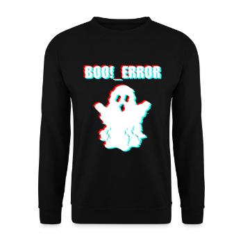 3D Glitch Ghost Boo Error Halloween Streetwear - Unisex Pullover - Schwarz - Vorne - Alina (178cm) & Michal (187cm)