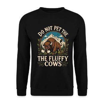 Wyoming: Nicht flauschige Kühe - Unisex Pullover - Schwarz - Vorne - Alina (178cm) & Michal (187cm)