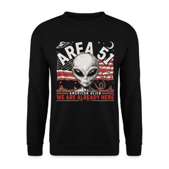 Area 51 Alien – We Are Already Here - Unisex Pullover - Schwarz - Vorne - Alina (178cm) & Michal (187cm)