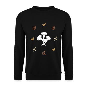 Pilze & Schmetterling - Dark Botanical - Unisex Pullover - Schwarz - Vorne - Alina (178cm) & Michal (187cm)