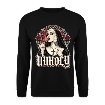 Unholy Gothic Nonne Lollipop Dark Art - Unisex Pullover - Schwarz - Vorne - Alina (178cm) & Michal (187cm)