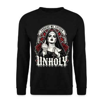 Forgive Me Father Gothic Nonne Mittelfinger - Unisex Pullover - Schwarz - Vorne - Alina (178cm) & Michal (187cm)