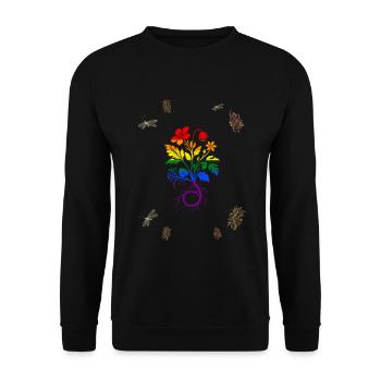 Wurzelschlinge – Botanische Kunst LGBTQ - Unisex Pullover - Schwarz - Vorne - Alina (178cm) & Michal (187cm)