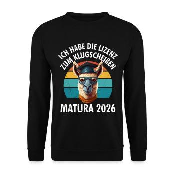 Lizenz zum Klugscheißen Matura - Unisex Pullover - Schwarz - Vorne - Alina (178cm) & Michal (187cm)