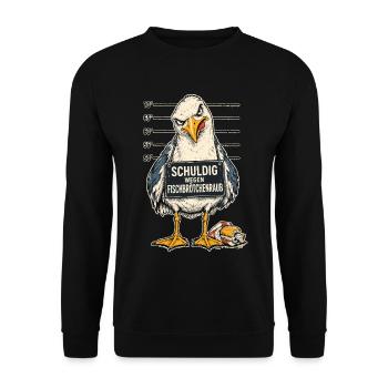 Möwe Fischbrötchenraub Lustiger Spruch Shirt - Unisex Pullover - Schwarz - Vorne - Alina (178cm) & Michal (187cm)
