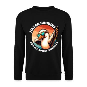 Lustige Nazca Tölpel Sprüche - Unisex Pullover - Schwarz - Vorne - Alina (178cm) & Michal (187cm)