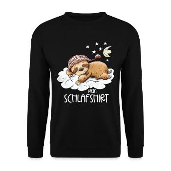 Mein Schlafshirt Faultier Schlafmütze Langschläfer - Unisex Pullover - Schwarz - Vorne - Alina (178cm) & Michal (187cm)