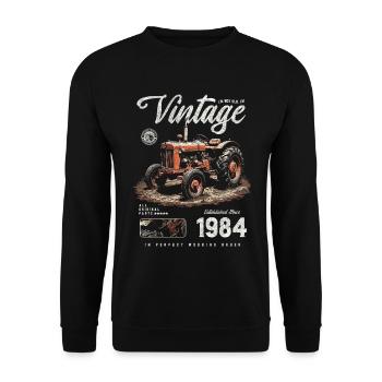 Geburtstag eines Vintage-Traktorbauern Geboren 1984 - Unisex Pullover - Schwarz - Vorne - Alina (178cm) & Michal (187cm)