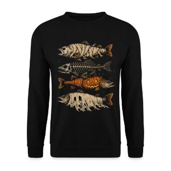 Fische Halloween-Angelmonster - Unisex Pullover - Schwarz - Vorne - Alina (178cm) & Michal (187cm)