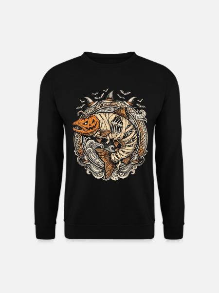 Fisch Halloween Mumie Kürbis - Unisex Pullover - Schwarz