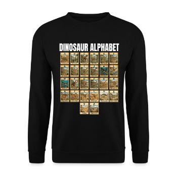 Dinosaurier-Alphabet Dino Lover Kinder Jungs - Unisex Pullover - Schwarz - Vorne - Alina (178cm) & Michal (187cm)