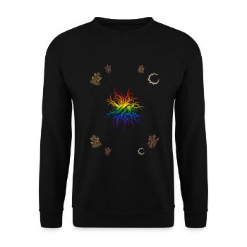 Wurzeln & Beerenzweig - Dark Botanical LGBTQ - Unisex Pullover - Schwarz - Vorne - Alina (178cm) & Michal (187cm)
