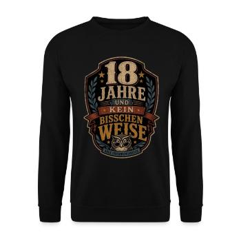 18. Geburtstag Humor - Unisex Pullover - Schwarz - Vorne - Alina (178cm) & Michal (187cm)