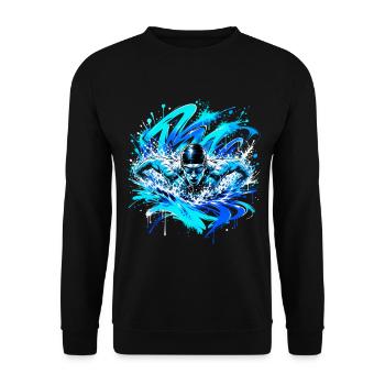 Schwimmen  - Unisex Pullover - Schwarz - Vorne - Alina (178cm) & Michal (187cm)