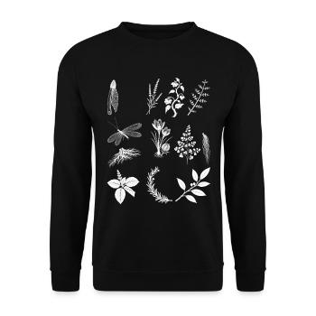 Kräuter & Baumwurzeln & Rosmarin - Dark Botanical - Unisex Pullover - Schwarz - Vorne - Alina (178cm) & Michal (187cm)
