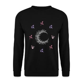 Dornenmond & Stechpalme - Dark Botanical - Unisex Pullover - Schwarz - Vorne - Alina (178cm) & Michal (187cm)