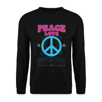 Hippie-Musik Trippig-Frieden-Liebes-Schilder-Rave - Unisex Pullover - Schwarz - Vorne - Alina (178cm) & Michal (187cm)