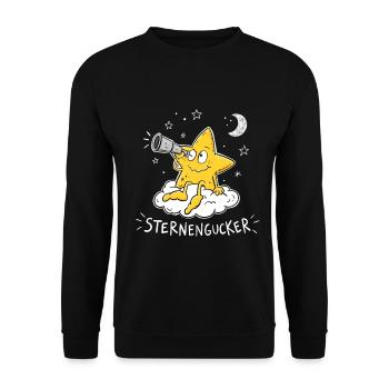 Sternengucker Stern Teleskop Sterne Astronomie Hum - Unisex Pullover - Schwarz - Vorne - Alina (178cm) & Michal (187cm)