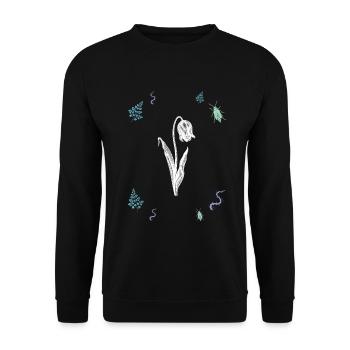 Welke Tulpe & Farn & Dornenranke - Dark Botanical - Unisex Pullover - Schwarz - Vorne - Alina (178cm) & Michal (187cm)