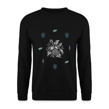Frucht & Farn & Blumenranke - Naturmotiv - Unisex Pullover - Schwarz - Vorne - Alina (178cm) & Michal (187cm)