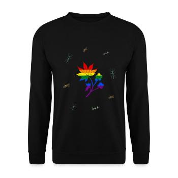 Rizinus & Stabheuschrecke - Botanische Kunst LGBTQ - Unisex Pullover - Schwarz - Vorne - Alina (178cm) & Michal (187cm)