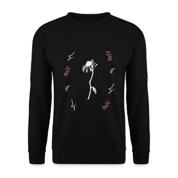 Welke Blume & Dornenzweig - Naturmotiv - Unisex Pullover - Schwarz - Vorne - Alina (178cm) & Michal (187cm)