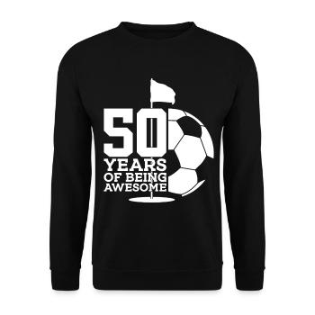 50 JAHRE FUßBALLGOLF 50. GEBURTSTAG - Unisex Pullover - Schwarz - Vorne - Alina (178cm) & Michal (187cm)
