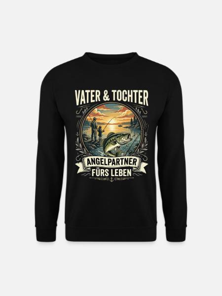 Vater & Tochter Angelpartner fürs Leben - Unisex Pullover - Schwarz