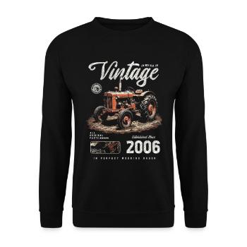 Oldtimer Traktor Bauer Geburtstag Jahrgang 2006 - Unisex Pullover - Schwarz - Vorne - Alina (178cm) & Michal (187cm)