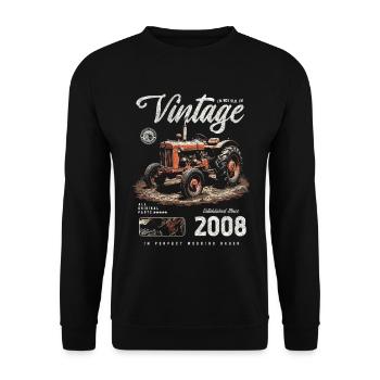 Geburtstag von Oldtimer-Traktorbauern Geboren 2008 - Unisex Pullover - Schwarz - Vorne - Alina (178cm) & Michal (187cm)