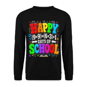 Farbenfrohe Schulzeit Zahlenkunst - Unisex Pullover - Schwarz - Vorne - Alina (178cm) & Michal (187cm)