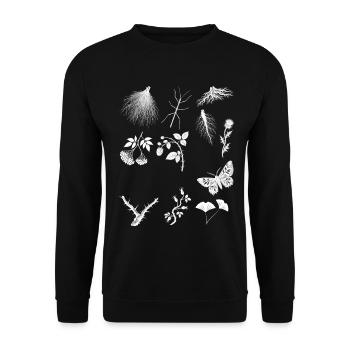 Wurzeln & Ginkgoblätter & Pfahlwurzel - Naturmotiv - Unisex Pullover - Schwarz - Vorne - Alina (178cm) & Michal (187cm)