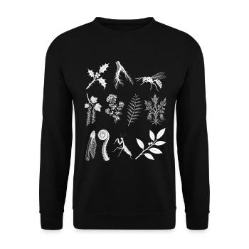 Kräuter & Farn & Fangschrecke - Dark Botanical - Unisex Pullover - Schwarz - Vorne - Alina (178cm) & Michal (187cm)