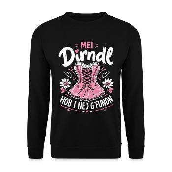 Mein Dirndl hob i ned gefunden - Unisex Pullover - Schwarz - Vorne - Alina (178cm) & Michal (187cm)