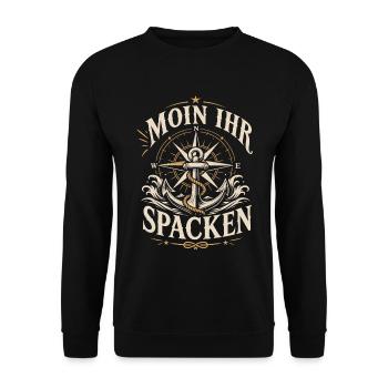 Moin ihr Spacken Bootsfahrer - Unisex Pullover - Schwarz - Vorne - Alina (178cm) & Michal (187cm)