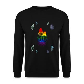 Tintlinge & Beerenzweig - Botanische Kunst LGBTQ - Unisex Pullover - Schwarz - Vorne - Alina (178cm) & Michal (187cm)