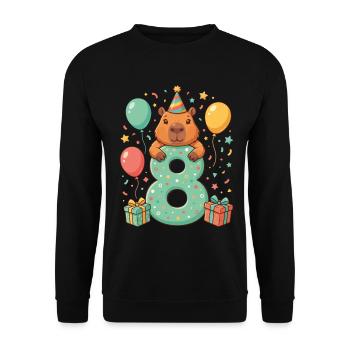 Kuschelbär Geburtstag auf der Acht - Unisex Pullover - Schwarz - Vorne - Alina (178cm) & Michal (187cm)