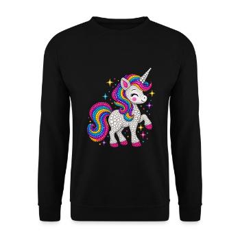 Unicorn Colorful Polka Dots  - Unisex Pullover - Schwarz - Vorne - Alina (178cm) & Michal (187cm)