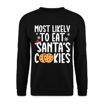 Iss Weihnachtsmann-Kekse Lustiges Weihnachten - Unisex Pullover - Schwarz - Vorne - Alina (178cm) & Michal (187cm)