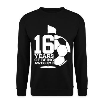 16 JAHRE FUßBALLGOLF 16. GEBURTSTAG - Unisex Pullover - Schwarz - Vorne - Alina (178cm) & Michal (187cm)