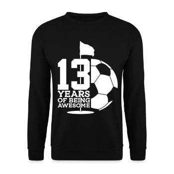 13 JAHRE FUßBALLGOLF 13. GEBURTSTAG - Unisex Pullover - Schwarz - Vorne - Alina (178cm) & Michal (187cm)