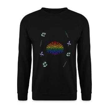 Distel & Holunderbeeren - Dark Botanical LGBTQ - Unisex Pullover - Schwarz - Vorne - Alina (178cm) & Michal (187cm)