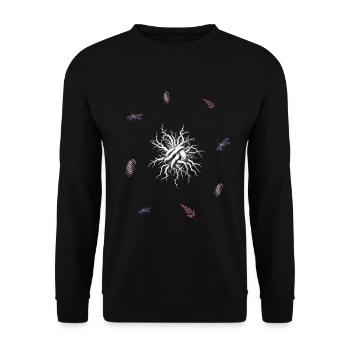 Wurzeln & Libelle & Welker Farn & Farn - Botanik - Unisex Pullover - Schwarz - Vorne - Alina (178cm) & Michal (187cm)