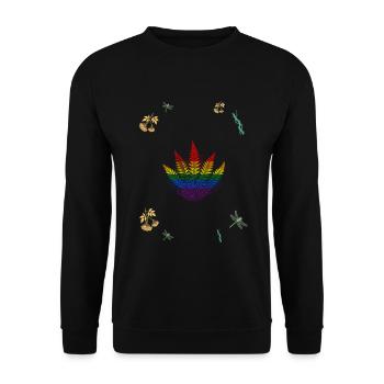 Farn & Holunderbeeren - Dark Botanical LGBTQ - Unisex Pullover - Schwarz - Vorne - Alina (178cm) & Michal (187cm)