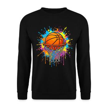 Basketball Ball Basketball Color Splash Basketball - Unisex Pullover - Schwarz - Vorne - Alina (178cm) & Michal (187cm)