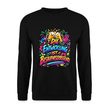 Besäufniserregend Party Spruch Neon Urlaub - Unisex Pullover - Schwarz - Vorne - Alina (178cm) & Michal (187cm)