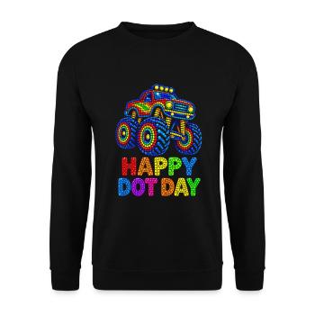 Happy Dot Day Monster Truck - Unisex Pullover - Schwarz - Vorne - Alina (178cm) & Michal (187cm)