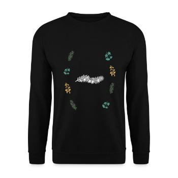Eibe & Blumenranke & Holunderbeeren - Botanik - Unisex Pullover - Schwarz - Vorne - Alina (178cm) & Michal (187cm)