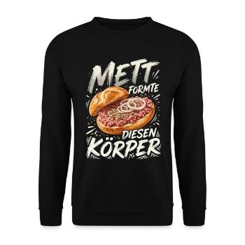 Mett Formte Diesen Körper - Unisex Pullover - Schwarz - Vorne - Alina (178cm) & Michal (187cm)